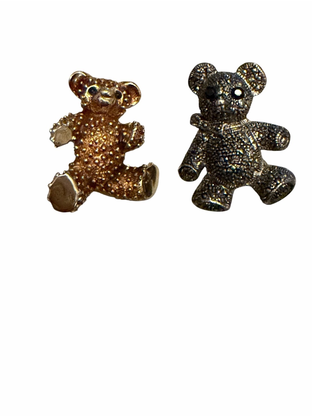 Vintage Teddy Bear Brooch Pin Lot 2pc Signed Gerry's Gold Marcasite Style